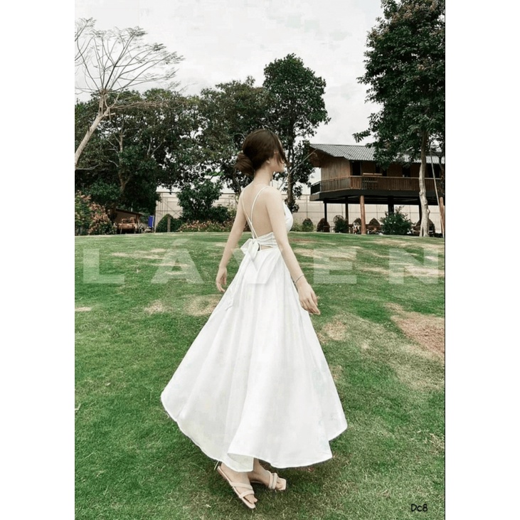 (Free ship) Mẫu Mới Thiết Kế Hợp Thời Trang 2022-- Mẫu Đầm Lụa Hở Lưng Dáng Xòe Xinh Lung Linh UP HHP Fashion