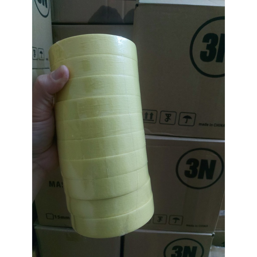 Băng keo giấy 20mm x 30 mét 3N ( 1 Cây 10 cuộn) Sơn ô tô và xe máy