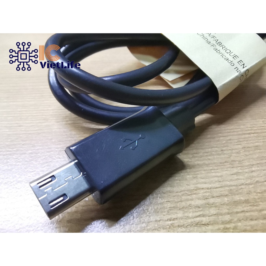 Cáp dữ liệu Micro USB _ Cáp nạp Arduino, ESP32, Node MCU ESP8266 _ Cáp USB_ Micro USB B 4 Lõi Dài 80cm Màu Đen