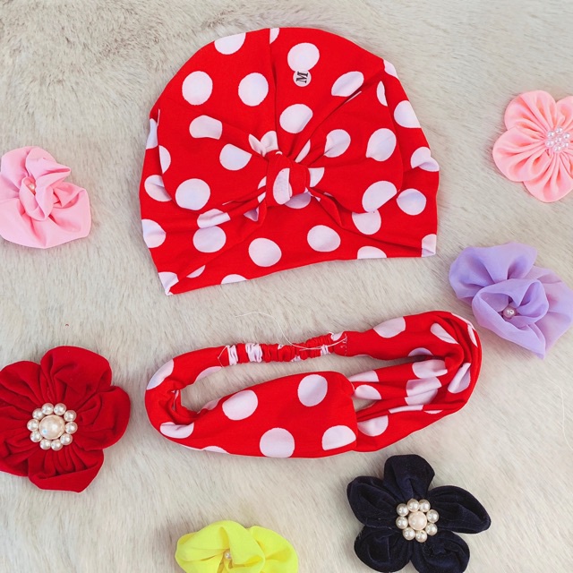 Set turban nơ cho mẹ và bé