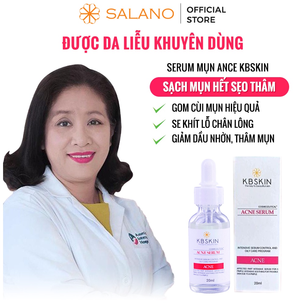 Serum giảm mụn KBSKIN,giảm mụn ẩn đầu đen se khít lỗ chân lông cho da