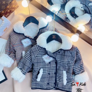 Áo dạ kẻ lót lông cho bé
