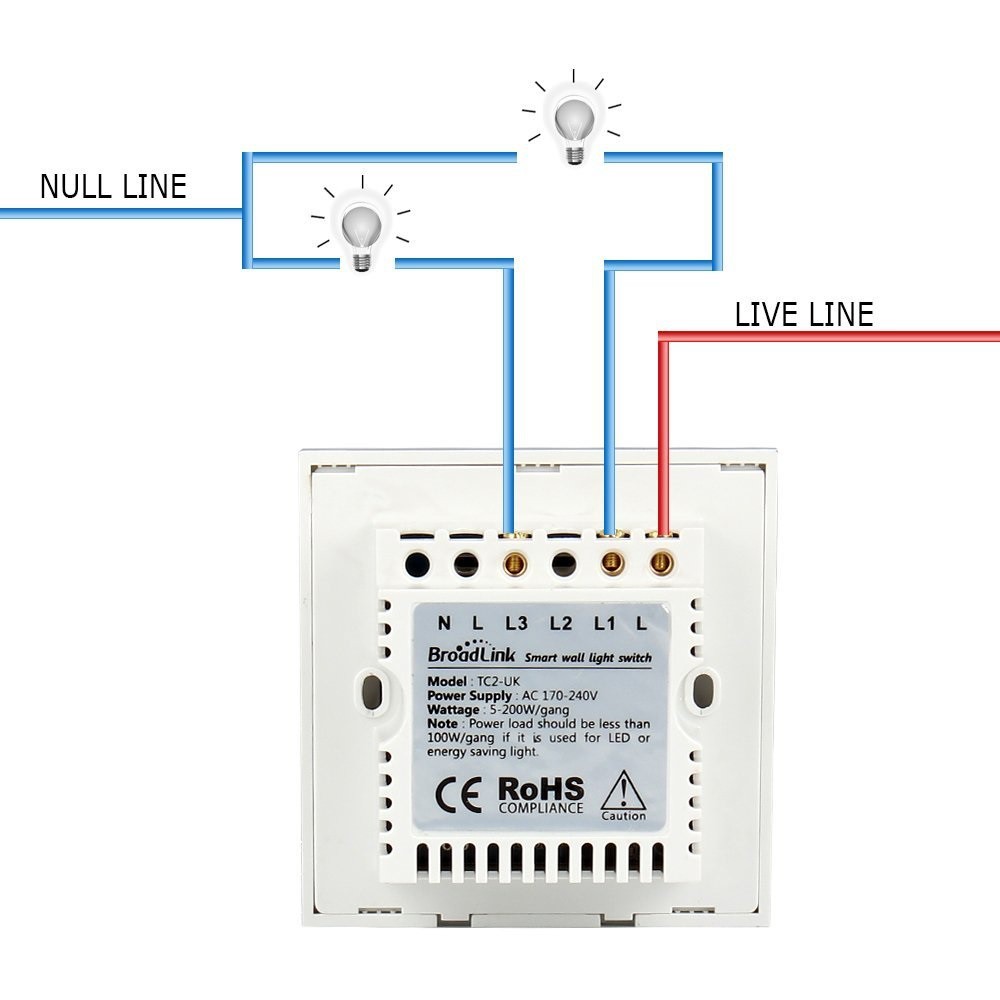 Công tắc cảm ứng điều khiển từ xa Broadlink TC2 UK/EU - 2 phím - Thiết bị cho nhà thông minh Broadlink