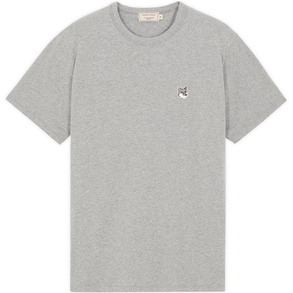 Áo Thun Cotton Tay Ngắn Thêu Hình Đầu Cáo Xám + Tag S-5X Thời Trang Unisex