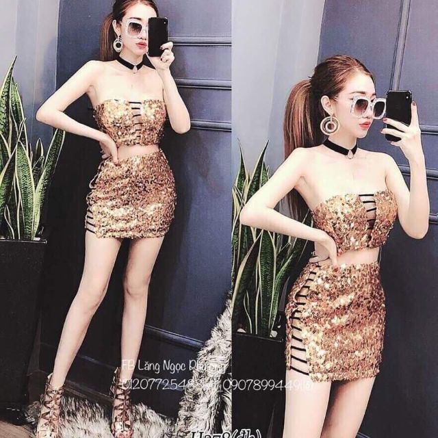Set áo váy kim sa