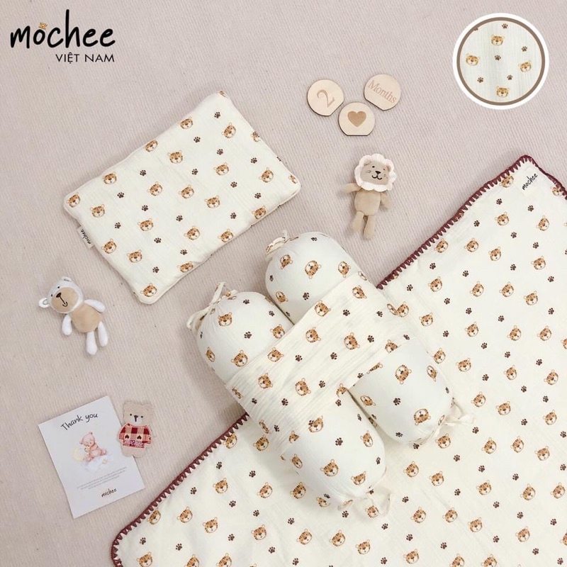 SET CHẶN BÔNG KÈM GỐI ĐẦU MOCHEE CHO BÉ