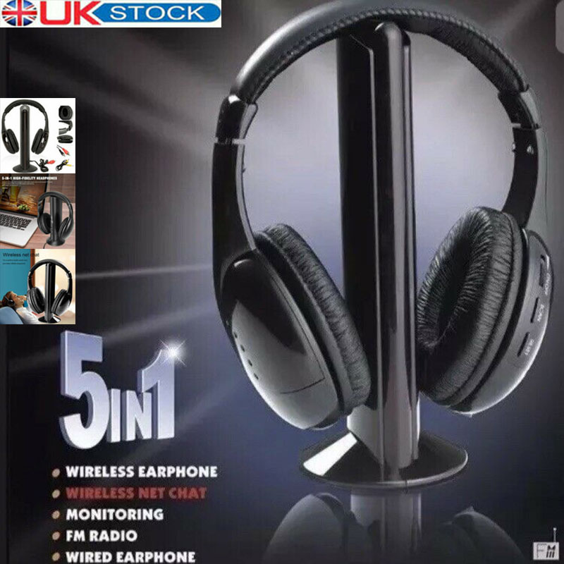 Tai Nghe Bluetooth Hi-Fi Không Dây 5 Trong 1 Cho Tv Dvd Mp3 Pc - Màu Đen | BigBuy360 - bigbuy360.vn