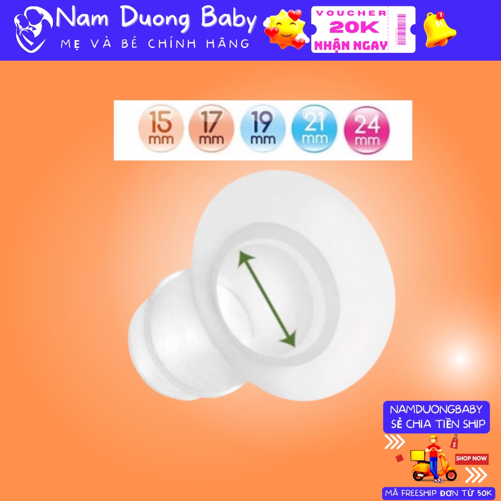 Phụ kiện Giảm Size / Hạ Size Phễu Hút Sữa Mama's Choice Hạ Size Cho Cup Rảnh Tay, Phễu Hút Sữa xuống 17-19-21mm