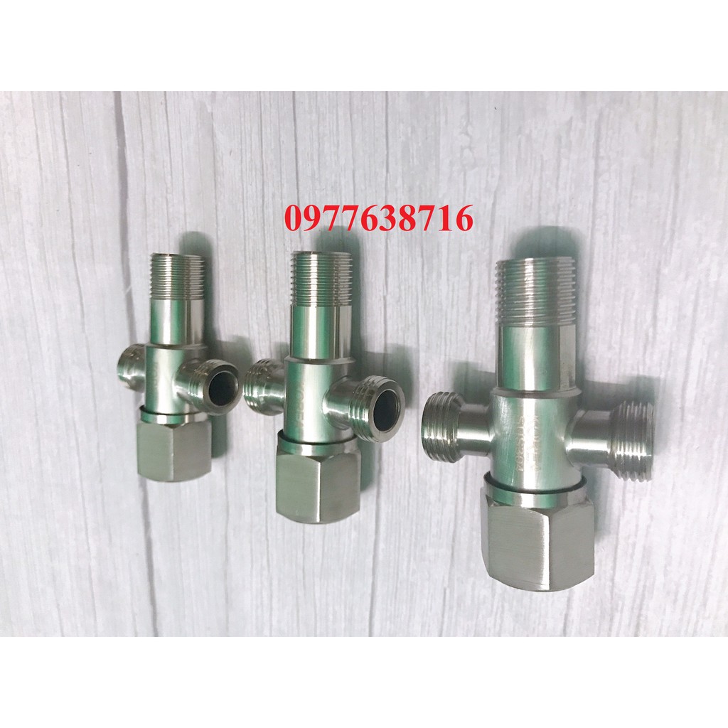 Van T chia cầu inox 304 có khoá-T chia nước bồn cầu 3 ngã