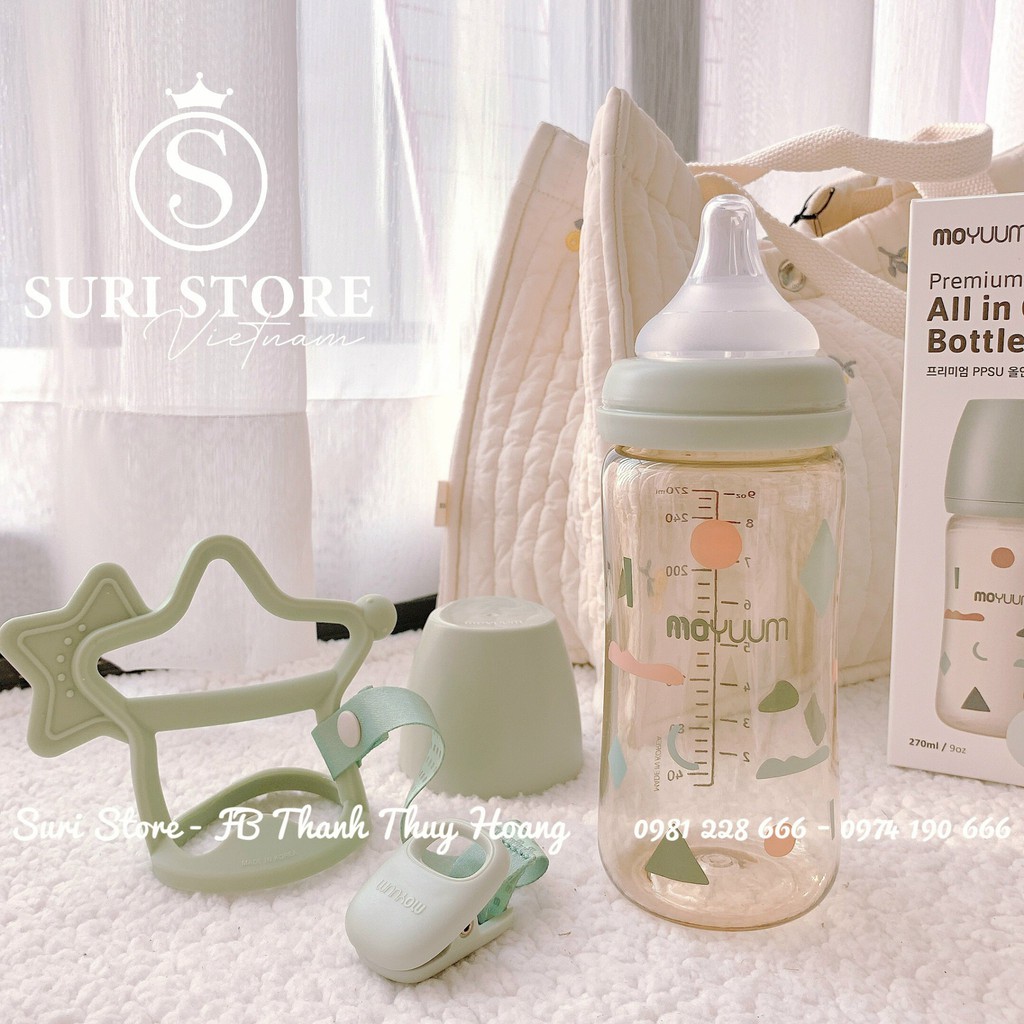 [PHIÊN BẢN GIỚI HẠN] Bình sữa Moyuum hình mây xanh mint - 270ml