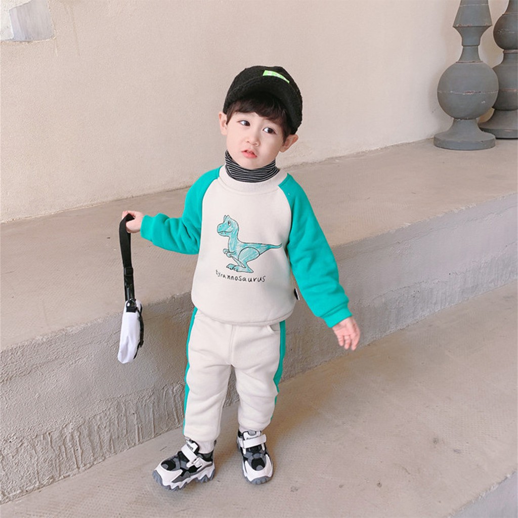 Bộ Nỉ Bông Cho Bé, Bộ Nỉ Bông In Hình Khủng Long Cho Bé Từ 6-28kg - SUMO KIDS