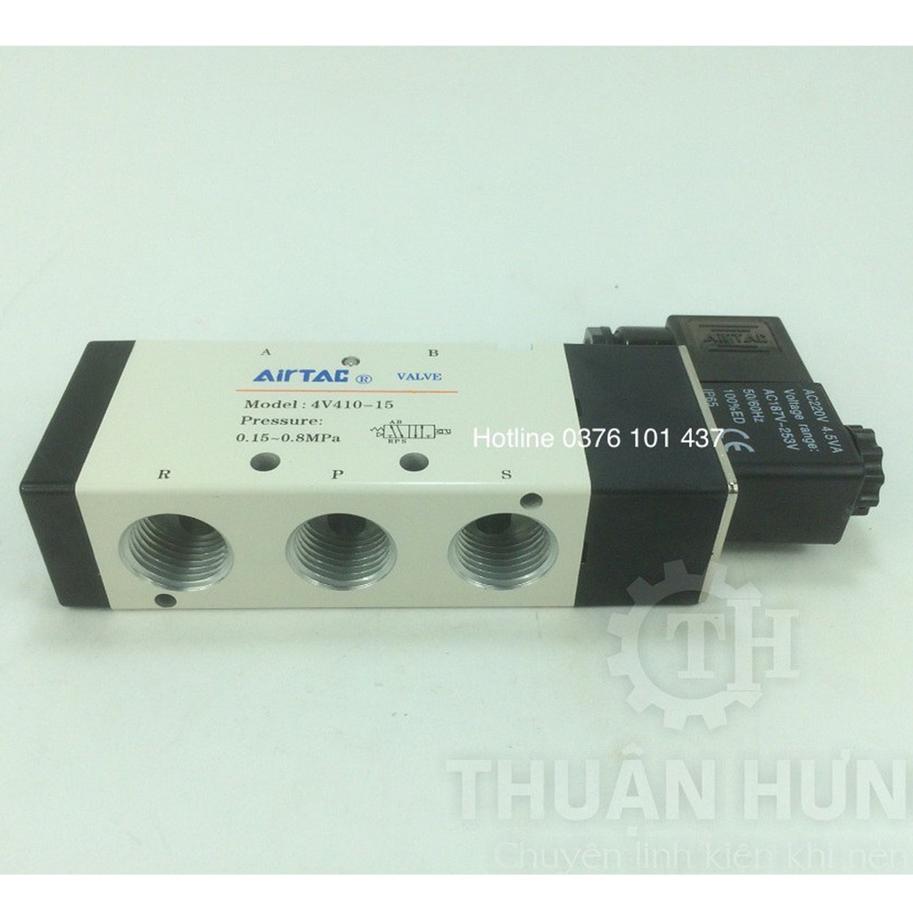 VAN ĐIỆN TỪ KHÍ NÉN AIRTAC 4V410-15, VAN ĐIỆN TỪ ĐIỀU KHIỂN XI LANH KHÍ NÉN 5/2 SOLENOID