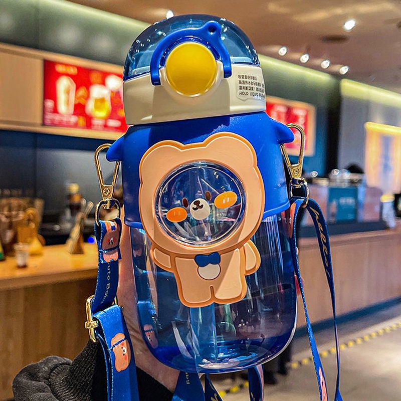 Bình Nước Bằng Nhựa Chịu Nhiệt Cao Kèm Ống Hút Dễ Thương Dành Cho Bé Gái