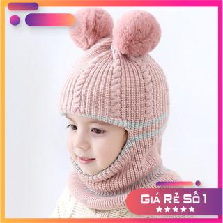 Mũ len ninja trùm kín đầu kín cổ lót nỉ ấm áp cho bé trai bé gái