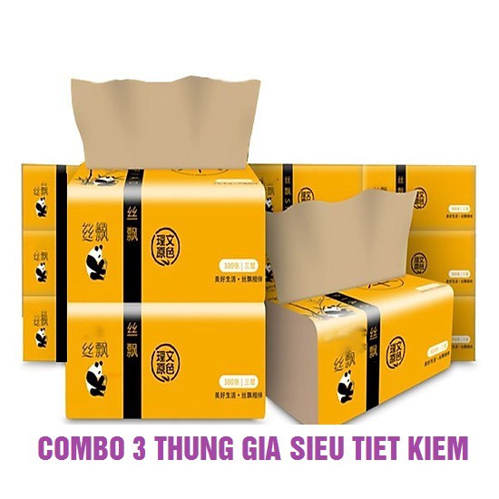 [300 Tờ/Gói ] COMBO 3 THÙNG GIẤY ĂN GẤU TRÚC SIPAO (SIÊU TIẾT KIỆM 1 THÙNG 30 GÓI )