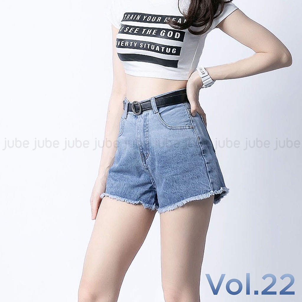[FreeShip] Quần Sọt Nữ YuRi Jeans Lưng Cao Cá Tính Màu Xanh Loang Đủ Size S M L