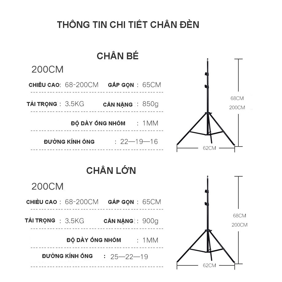 Bộ đèn chụp ảnh sản phẩm studio, quay video tiktok livestream, chân đèn 2m kèm softbox 50x70 đui 4 bóng