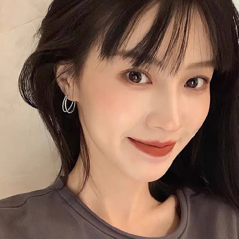 Hoa tai mạ bạc 925 hình tròn thời trang Hong Kong cổ điển thanh lịch cho nữ