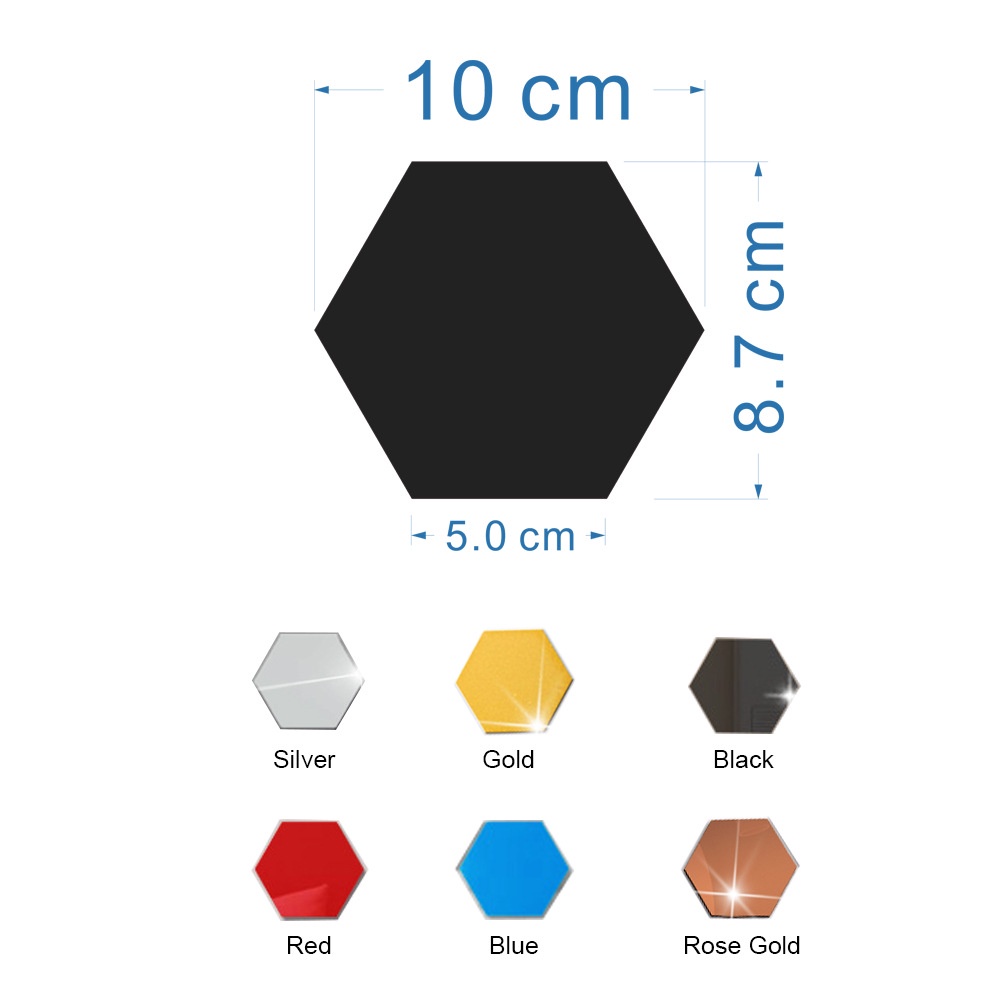 1 miếng Gương dán tường 3D trang trí nhà cửa hình lục giác ⚡ FREESHIP ⚡ nhiều màu, kích cỡ, dễ dán