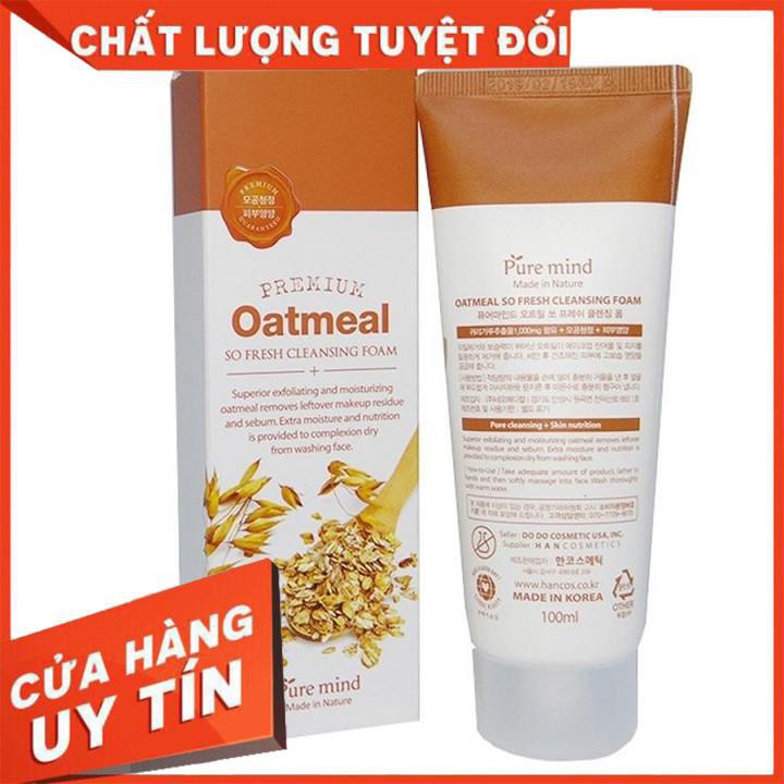 [Rẻ Vô Địch] Bộ 2 Sữa rửa mặt trắng da - sữa rửa mặt giảm mụn chiết xuất lúa mạch Pure Mind Hàn Quốc 100mlx2 lọ