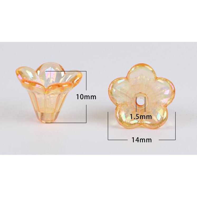 Set 100 Hạt Xỏ Lỗ Hình Cánh Hoa Bằng Nhựa acrylic Kích Thước 10x14mm Dùng Để Làm Đồ Trang Sức Thủ Công diy y1153