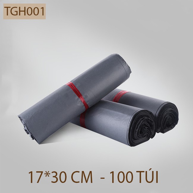 (17x30cm)100 túi gói hàng Màu đen túi nilon bọc hàng niêm phong chống bóc TGH001