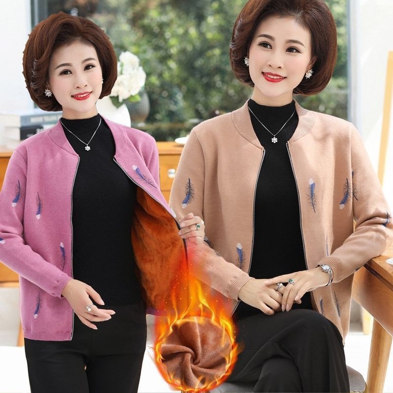 Áo khoác len giữ ấm thời trang phụ nữ trung niên chất lượng