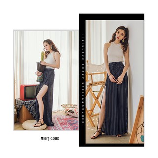 Quần boho ống rộng xẻ