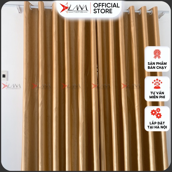 Rèm cửa sổ chống nắng màu vàng rèm vải che nắng cửa chính phòng khách cao cấp treo tường may sẵ