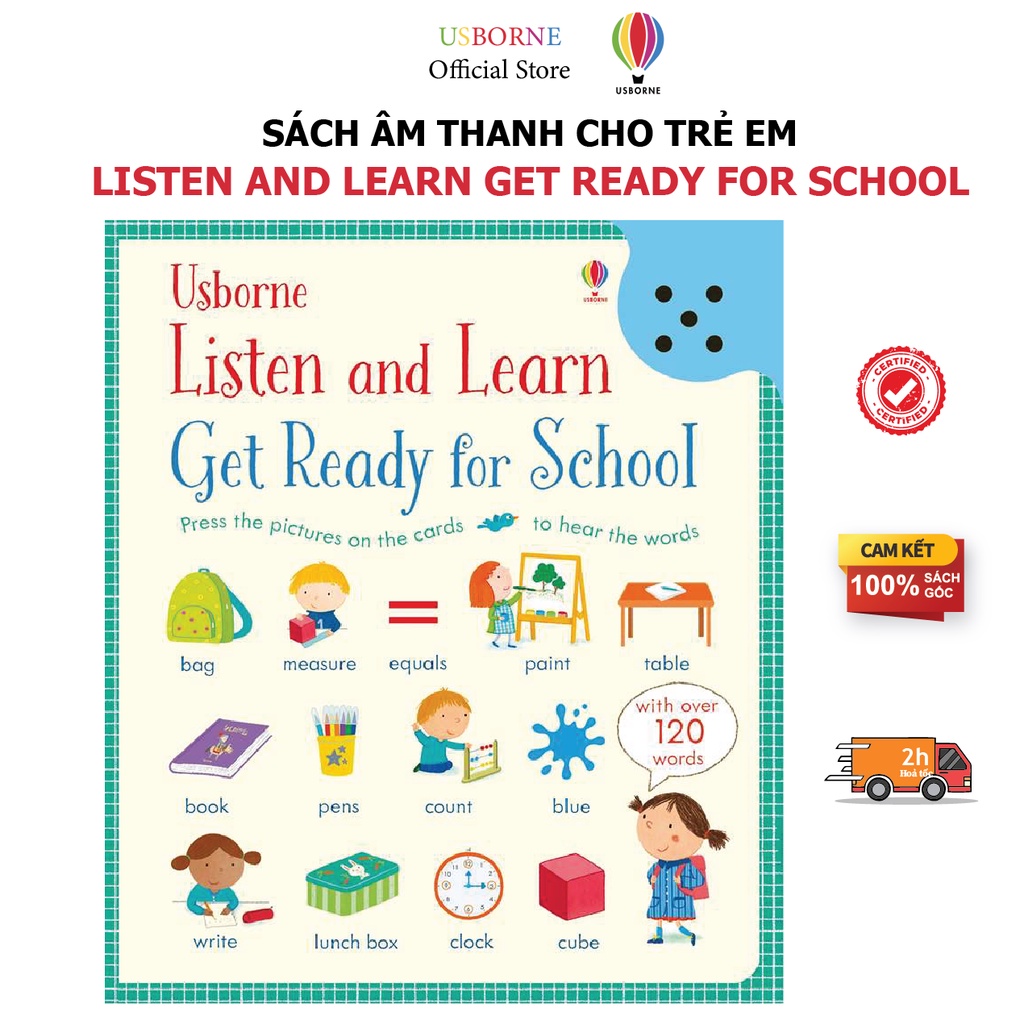 Sách Tiếng Anh Usborne Listen And Learn Get Ready For School - Có Âm Thanh giúp trẻ em tập phát âm chuẩn