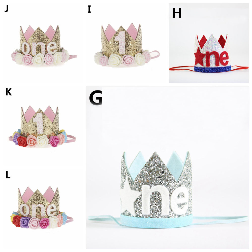 Mũ Sinh Nhật Hình Vương Miện Đính Kim Tuyến Lấp Lánh Cho Bé 1 Tuổi