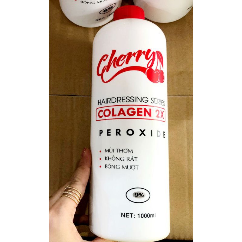 Oxy trợ nhuộm CHERRY COLLAGEN 2X,FREESHIPhỗ trợ nhuộm bảo vệ tóc khỏi tác hại của kem nhộm không rát, mùi thơm dễ chịu