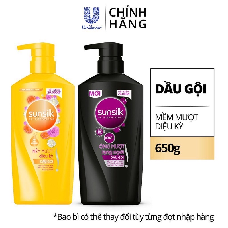 Dầu gội đầu sunsilk 650g vàng và đen