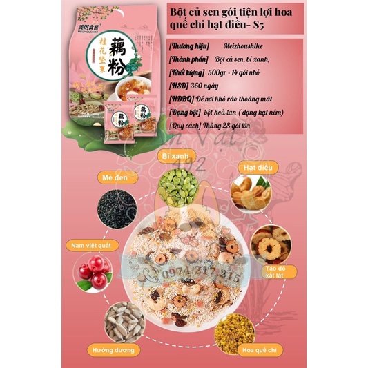 Bột Củ Sen Mix Hạt Dinh Dưỡng, Bột Củ Sen Hoa Quế Chi S5 Dưỡng Nhan, Ăn Kiêng - Ăn Vặt 492
