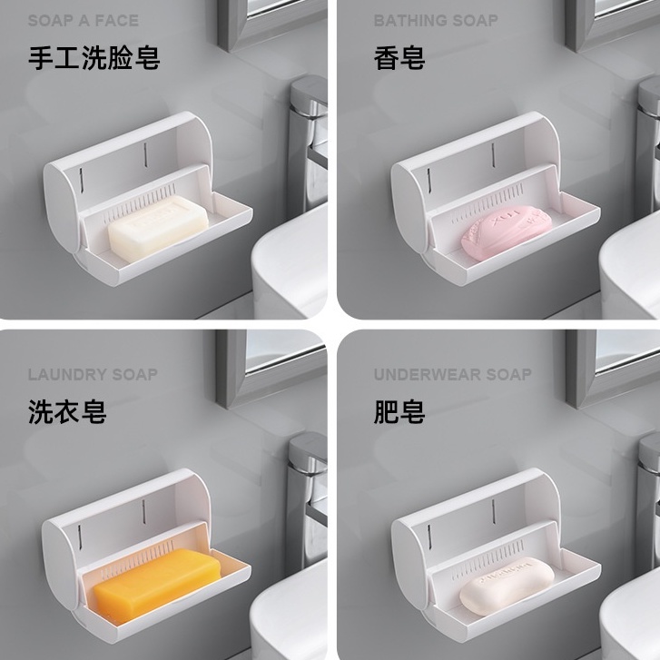 Hộp Đựng Xà Bông Nhựa ABS Dán Tường Tiện Lợi, Có Nắp Đậy Chống Nước Loại Xịn