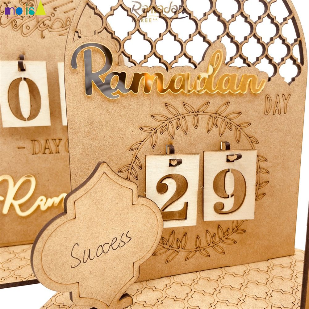 SẴN SÀNG 2022 Bằng Gỗ Ramadan Lịch Đếm Ngược DIY Mubarak Bên Nhà Trang Trí Thủ Công Trang Trí Máy Tính Để Bàn Trang Trí Lưu Niệm-molisa