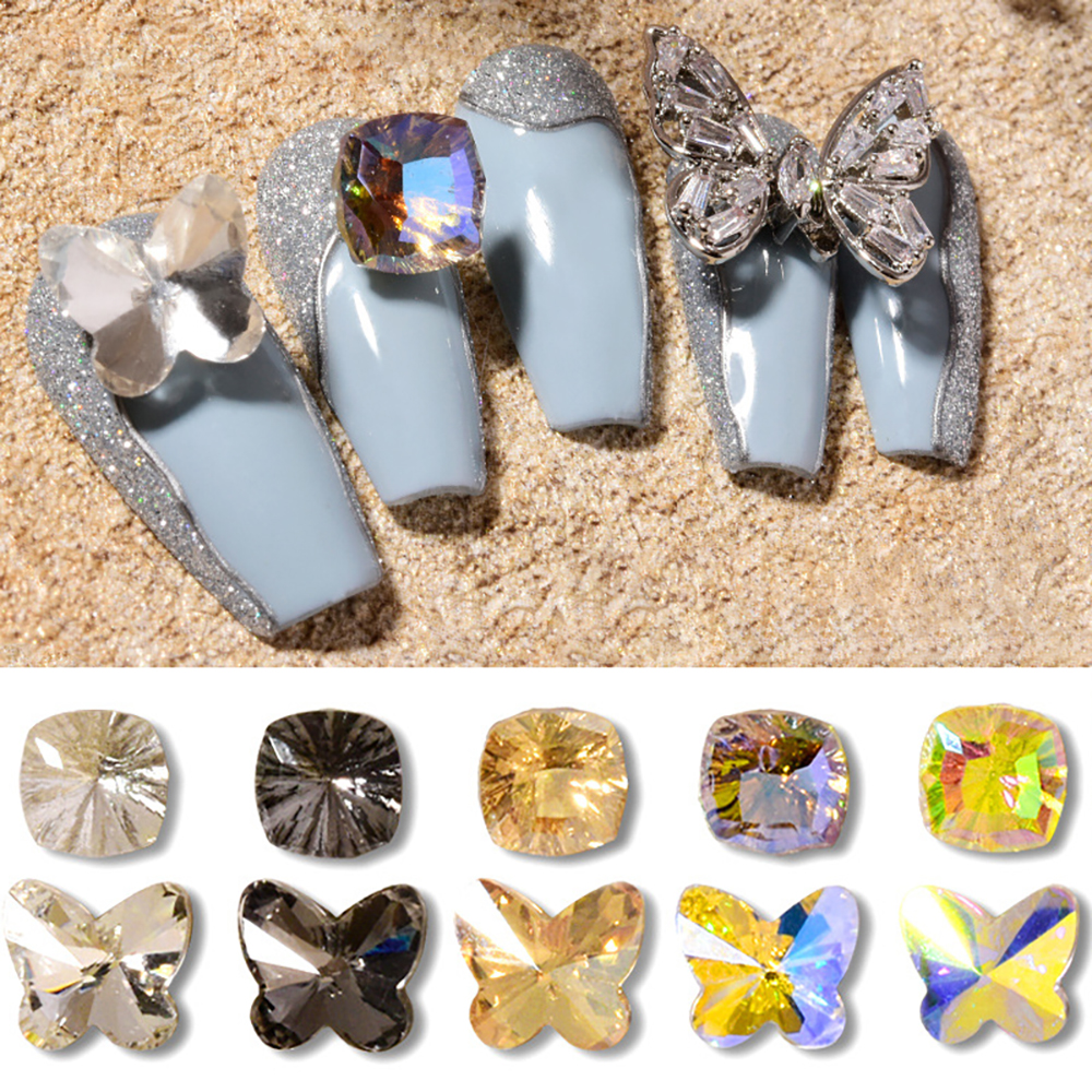 [Hàng mới về] Set 10 hạt đính trang trí móng hình bướm 3D độc đáo