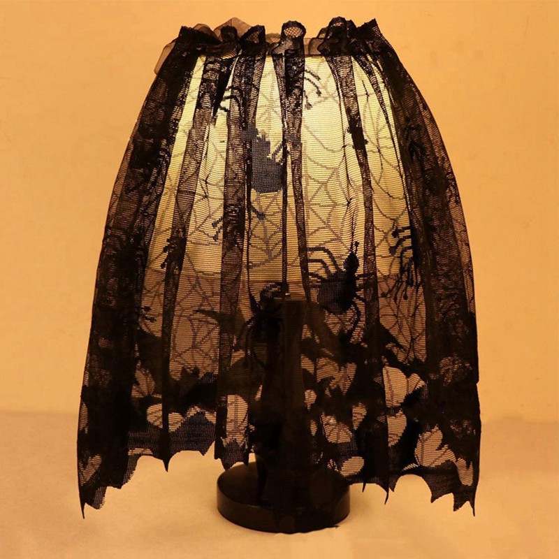 Phụ kiện mạng trang trí đèn phối ren phong cách Gothic hình nhện cho Halloween