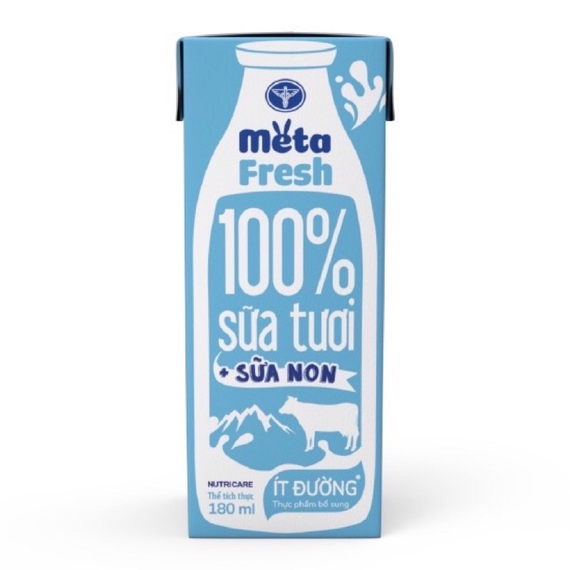 Thùng sữa tươi chứa sữa non Nutricare Meta Fresh ít đường 180ml*48hộp( date mới- có ship hỏa tốc HCM)