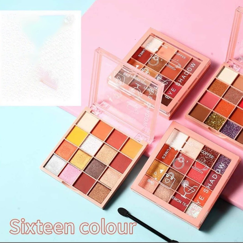 Bảng Phấn Mắt Lameila Tutu 16 ô màu Eye Shadow Coffee x Lemon Tea Có Nhũ