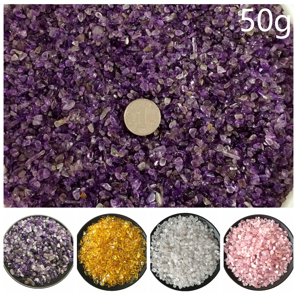 💍MELODG💍 /50g/bag Amethyst Polished Rock Rose|Healing|Natural|Energy Mineral DIY Fish Tank Decoration Citrine|Lucky Sight Gravel/Multicolor