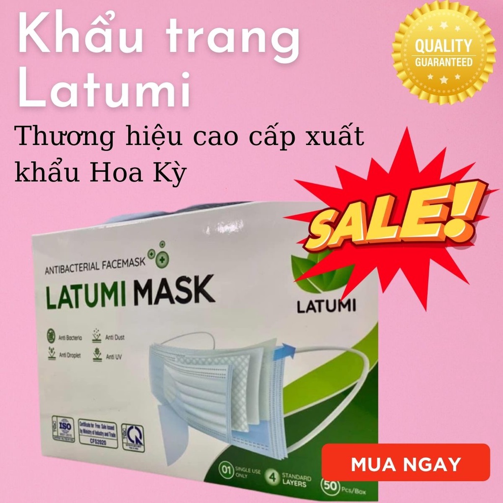 Khẩu trang thời trang kháng khuẩn chống bụi nắng cho nữ hàng xuất khẩu chính hãng Latumi