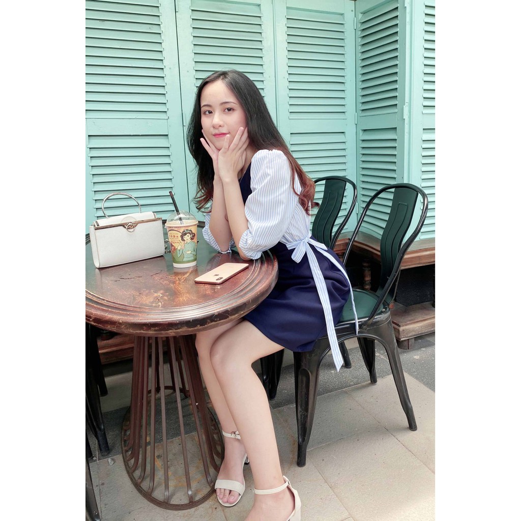 Đầm công sở cho nàng chân ngắn hack tuổi thanh xuân thiết kế dễ thương tay lỡ phối eo nơ | BigBuy360 - bigbuy360.vn