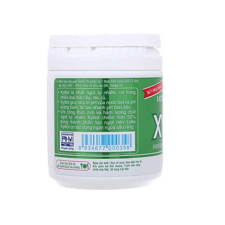 Kẹo Gum Không Đường Xylitol Hương Bạc Hà Hũ 137,8g