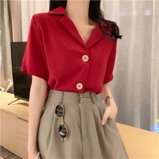 Áo sơ mi đỏ đậm ulzzang