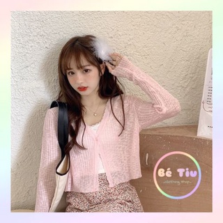 Áo Khoác Len Mỏng Cổ Tim Nút Tay Dài | Bé Tiu Clothing