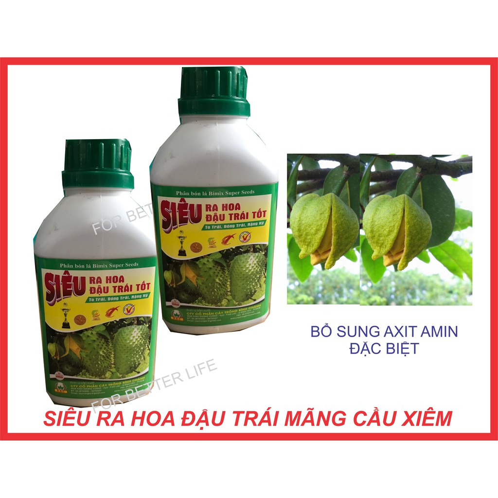 Phân bón lá Ra hoa đậu trái Mãng Cầu Xiêm Bimix Super chai 500ml