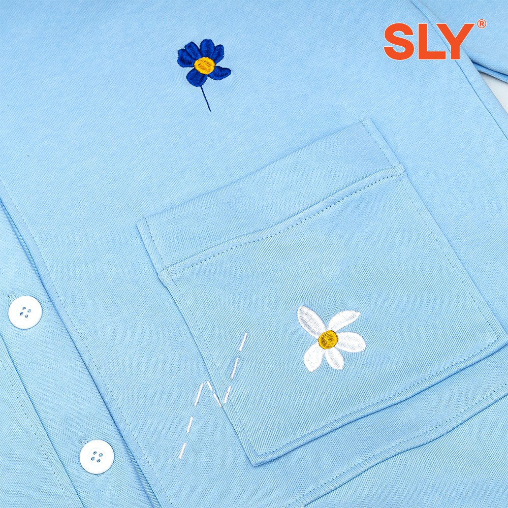 Áo Khoác Cardigan SLY Flora Vải Nỉ Chân Cua màu Xanh | BigBuy360 - bigbuy360.vn