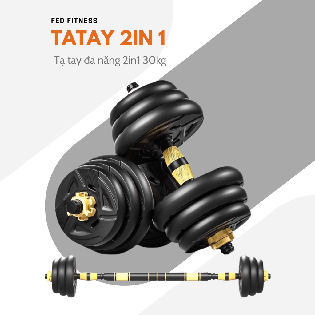 Tạ tay 30KG 2 in 1 kết hợp tạ đẩy (tạ đòn) loại  -ta tay tap gymtạ nam nữ tập gym thon tay,dụng cụ tập gym đa năng.