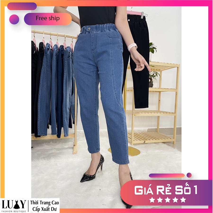Quần jean nữ baggy cạp chun đủ size từ 40kg - 80kg Luxy V291